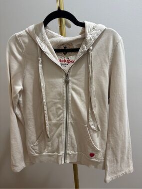 TWISTED HEART Cream Zip Hoodie with wide leg pants (set)